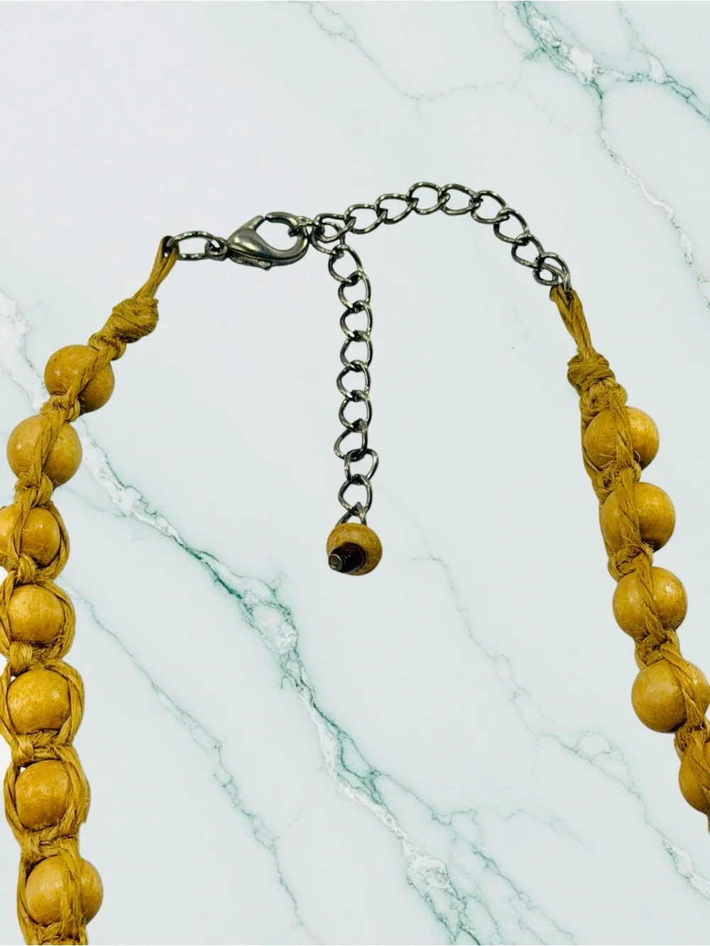 Cowrie Seashell Brown Wood Bead Necklace 18” Star Macrame Beach Boho Caribbean